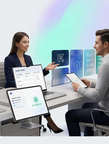 Recruteuse consultant des candidatures sur un ordinateur portable